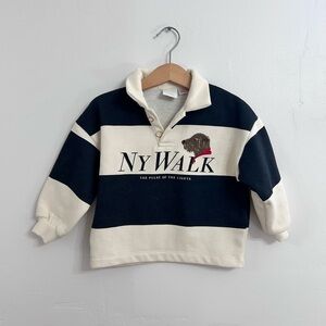 Zara polo sweatshirt size 1.5 years NY walk dog print striped